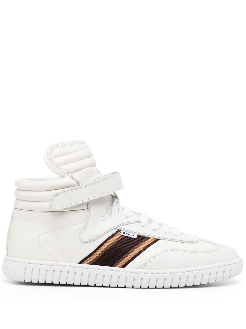 Bally side-stripe leather high-top sneakers - White von Bally