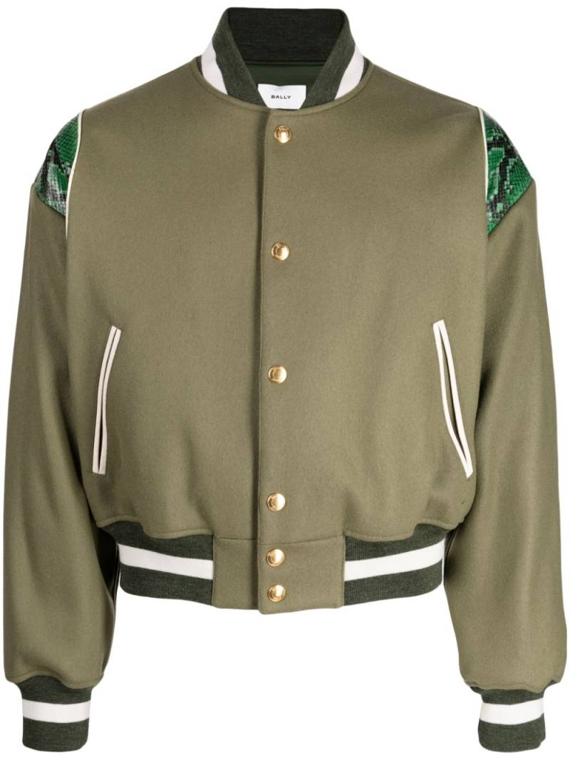 Bally snakeskin effect-detail bomber jacket - Green von Bally