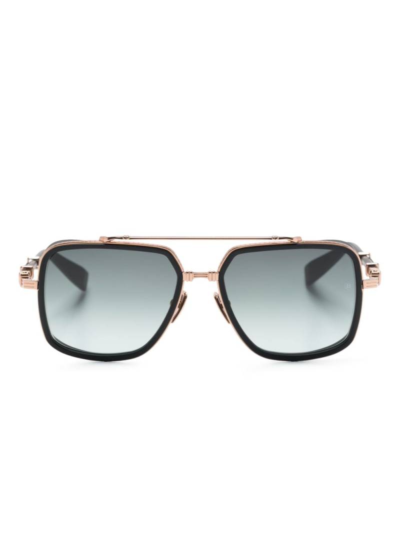 Balmain Eyewear BPS 108E square-frame logo-engraved sunglasses - Black von Balmain Eyewear