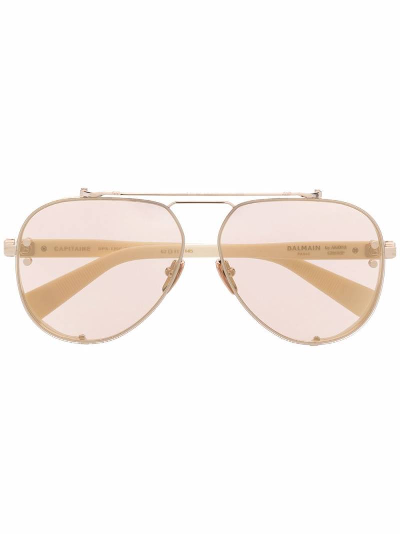 Balmain Eyewear Captaine pilot-frame tinted sunglasses - Neutrals von Balmain Eyewear