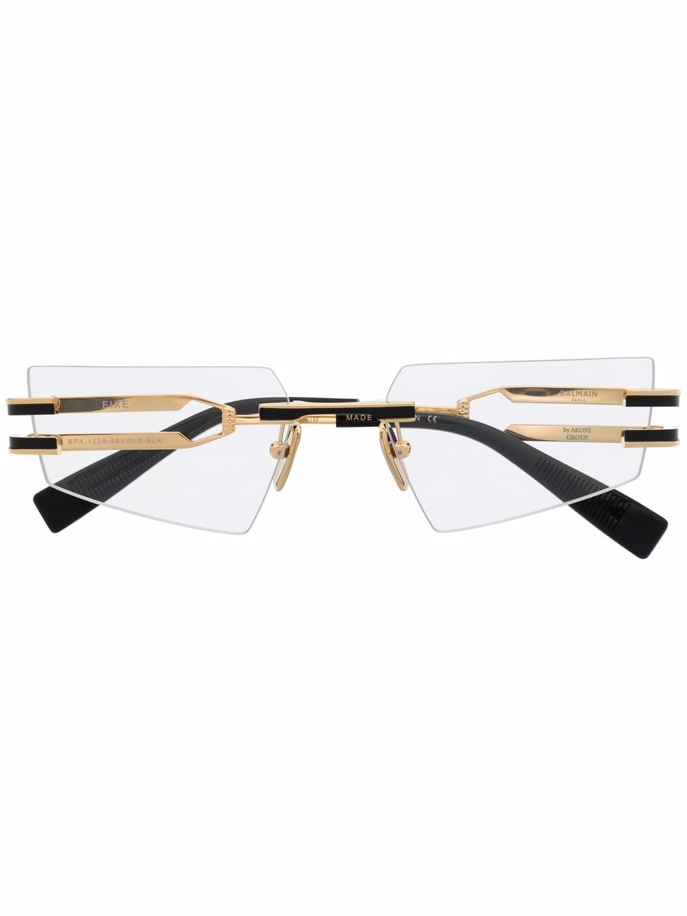 Balmain Eyewear rectangular-frame rimçesss glasses - Gold von Balmain Eyewear