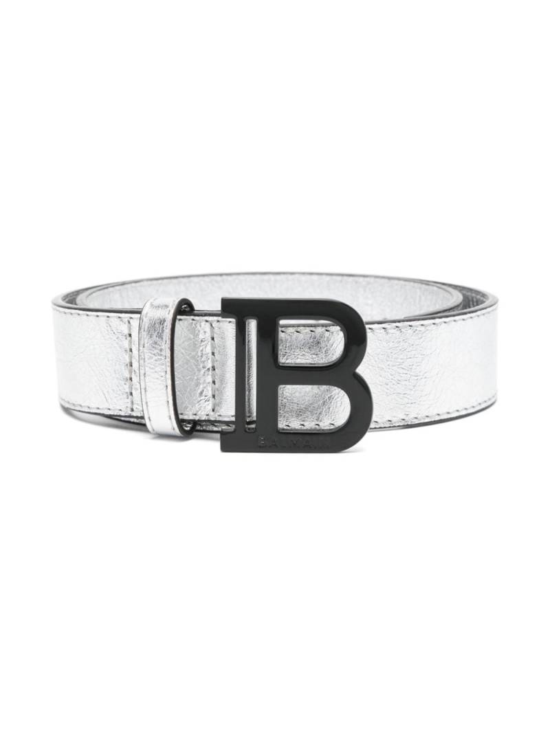 Balmain Kids B-buckle leather belt - Silver von Balmain Kids