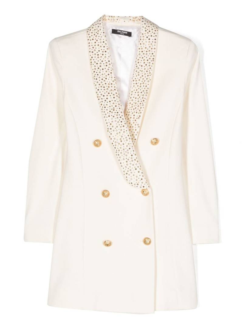 Balmain Kids rhinestone-embellished double-breasted blazer - Neutrals von Balmain Kids