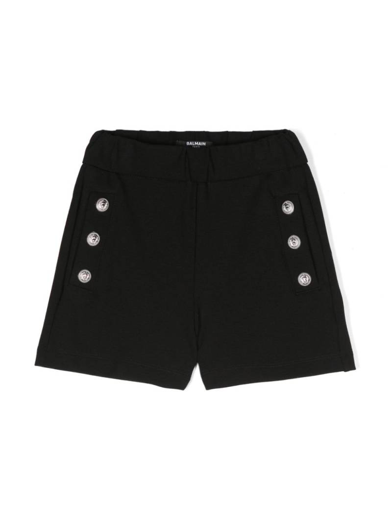 Balmain Kids Coin-engraved buttons shorts - Black von Balmain Kids