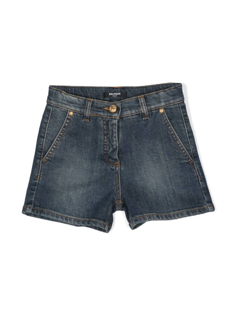 Balmain Kids Coin-engraved denim shorts - Blue von Balmain Kids