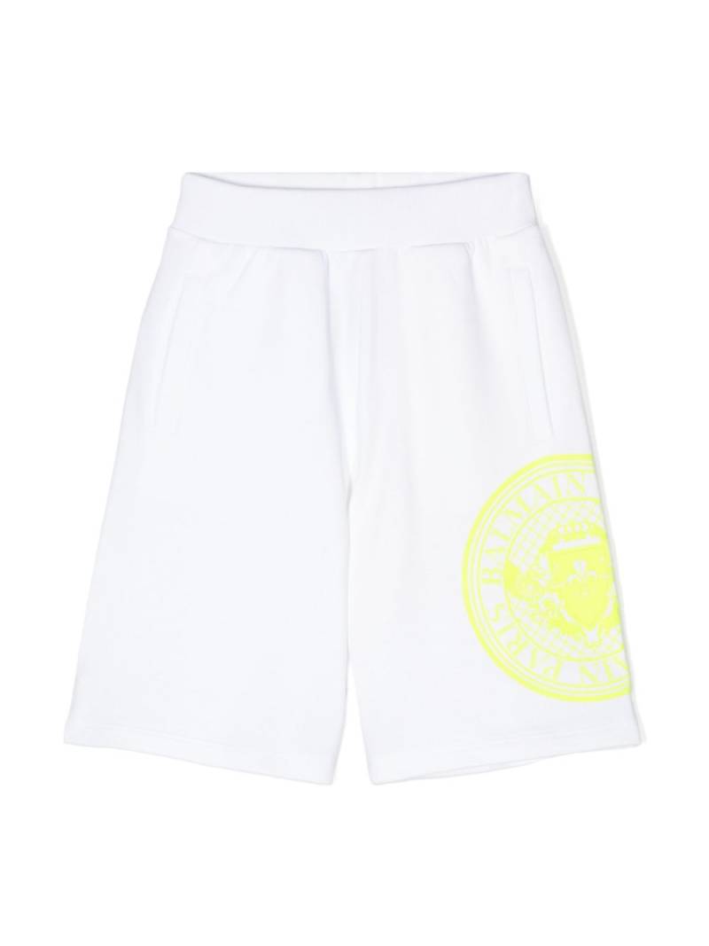 Balmain Kids Coin-print cotton shorts - White von Balmain Kids