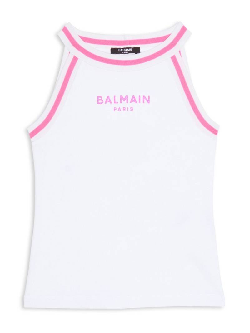 Balmain Kids Paris logo-print tank top - White von Balmain Kids