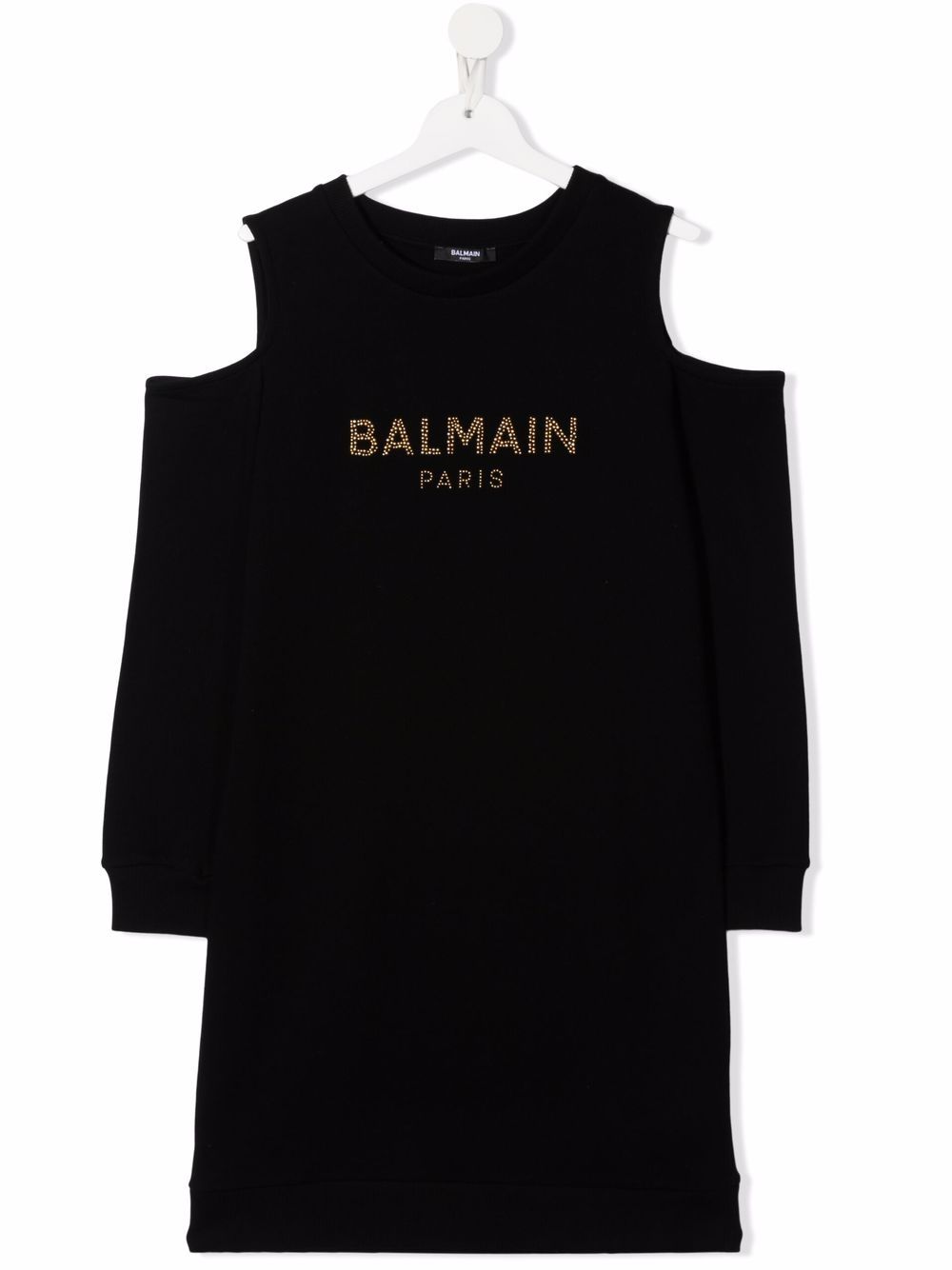 Balmain Kids TEEN cold-shoulder cotton dress - Black von Balmain Kids