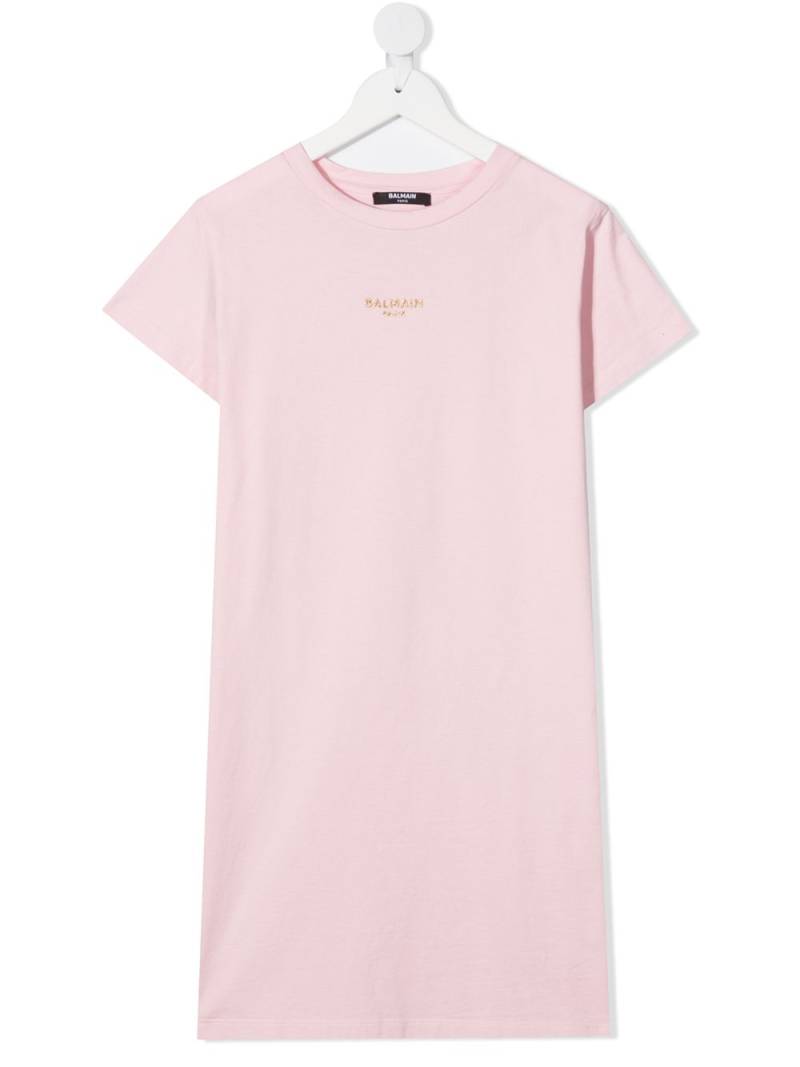 Balmain Kids TEEN logo-embroidered T-shirt dress - Pink von Balmain Kids