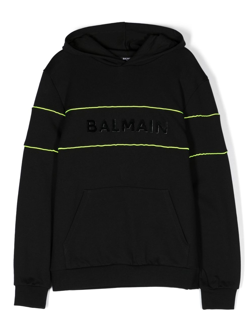 Balmain Kids TEEN logo-patch long-sleeve hoodie - Black von Balmain Kids