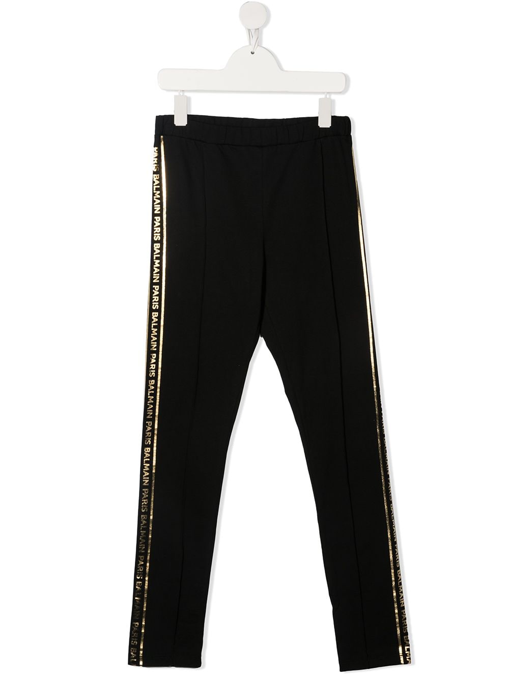 Balmain Kids TEEN logo tape cotton leggings - Black von Balmain Kids