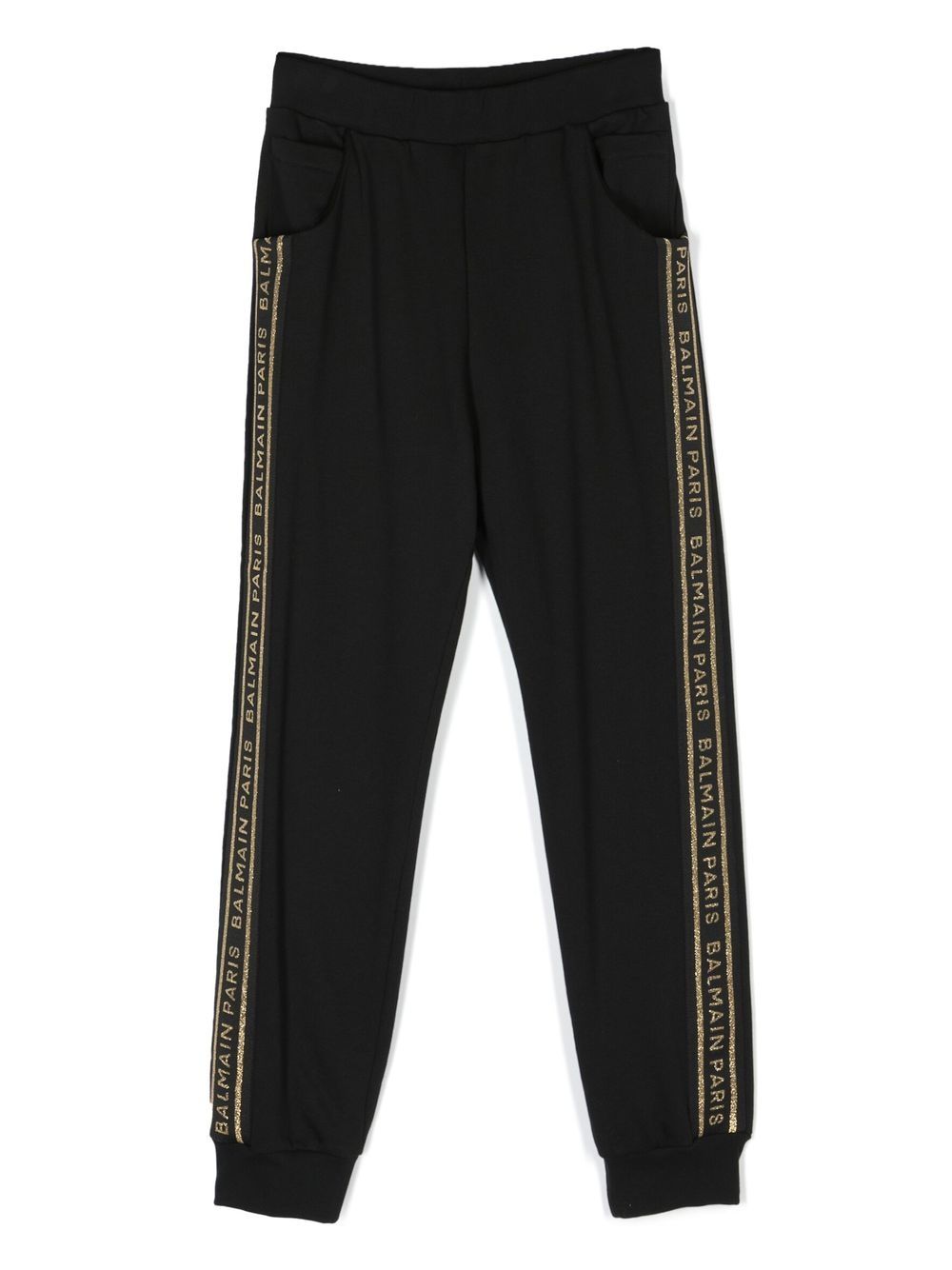 Balmain Kids TEEN logo tape track pants - Black von Balmain Kids