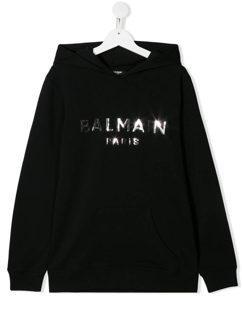 Balmain Kids TEEN mirrored logo hoodie - Black von Balmain Kids