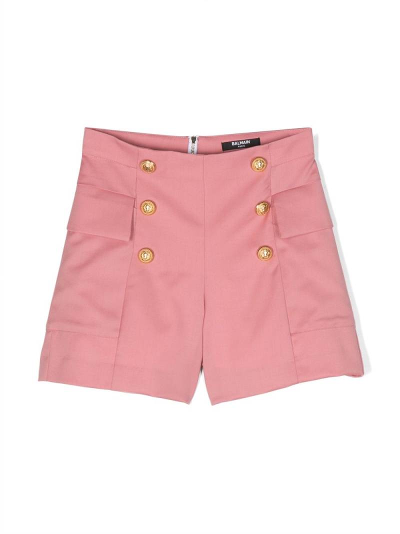 Balmain Kids button-detail zip-up shorts - Pink von Balmain Kids