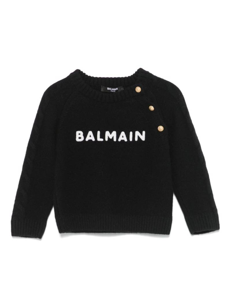 Balmain Kids chenille logo-patch sweater - Black von Balmain Kids