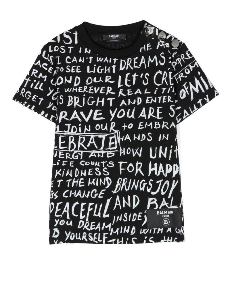 Balmain Kids cotton graphic-print T-shirt - Black von Balmain Kids