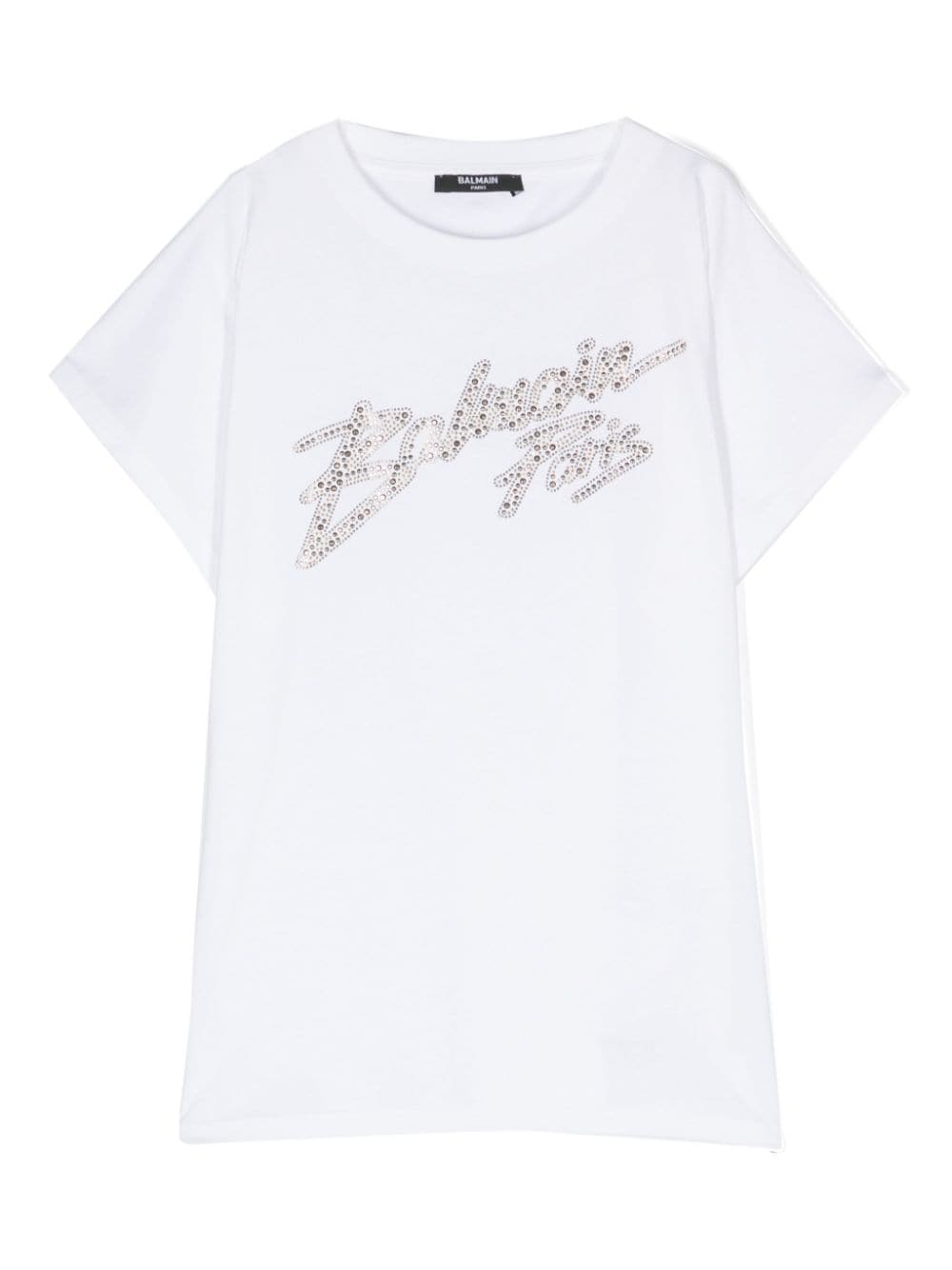 Balmain Kids logo-studded cotton T-shirt - White von Balmain Kids