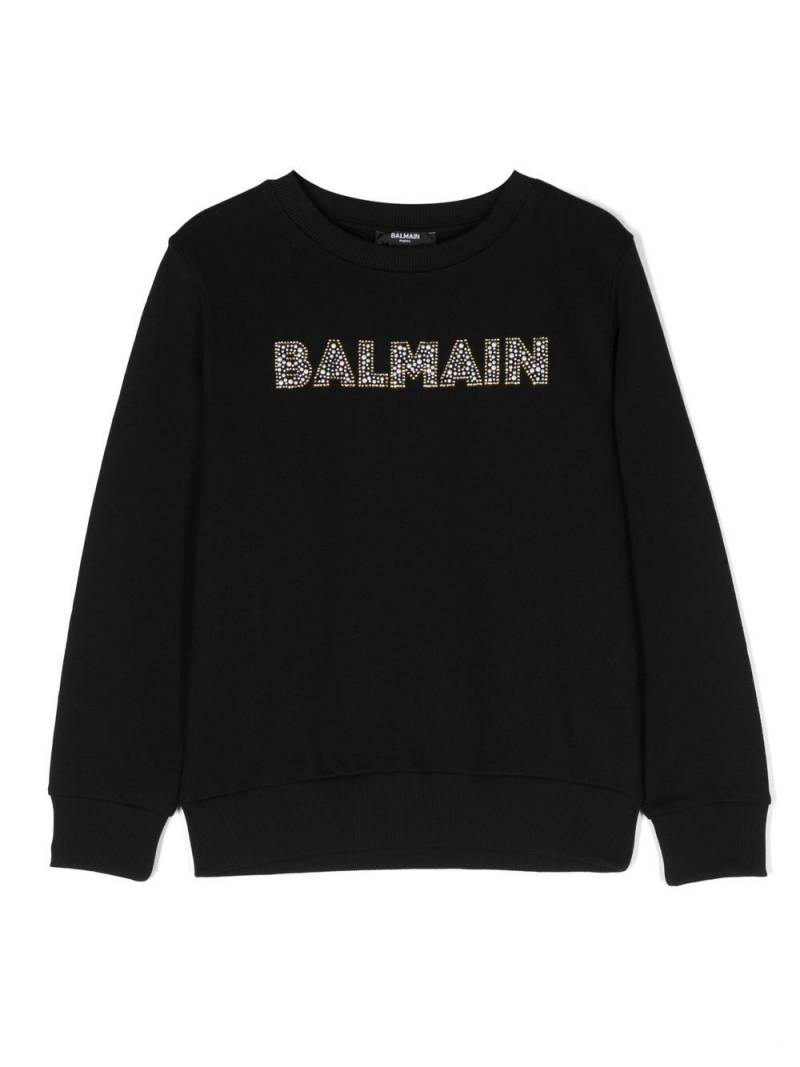 Balmain Kids crew-neck cotton sweatshirt - Black von Balmain Kids