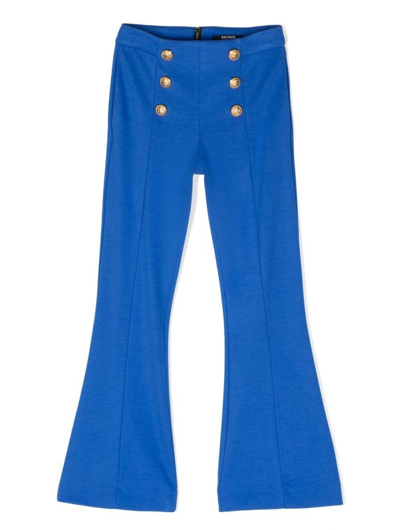 Balmain Kids decorative-button flared trousers - Blue von Balmain Kids