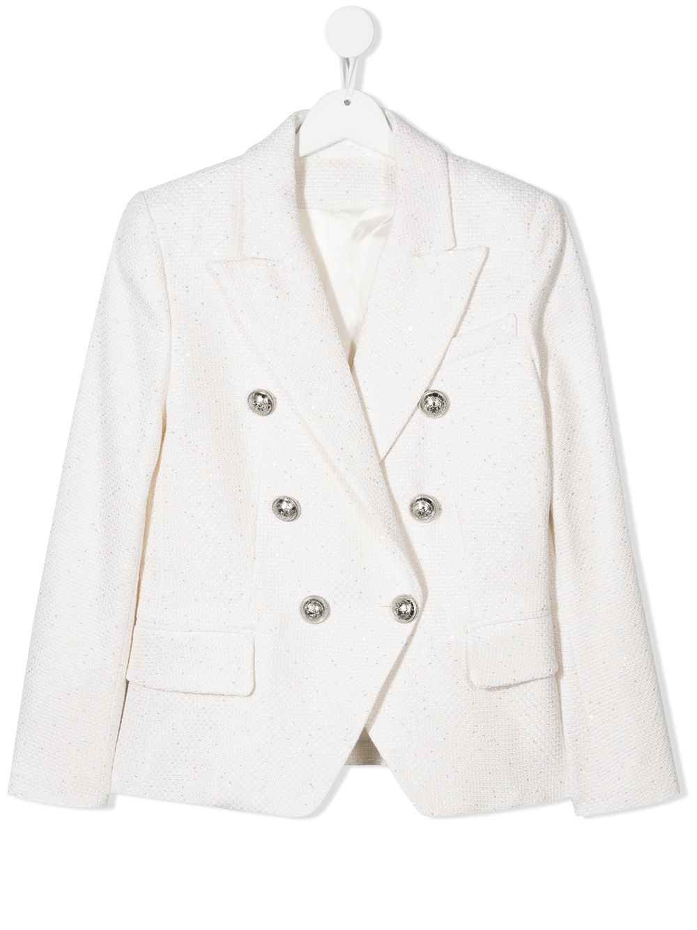 Balmain Kids decorative-button tweed blazer - White von Balmain Kids