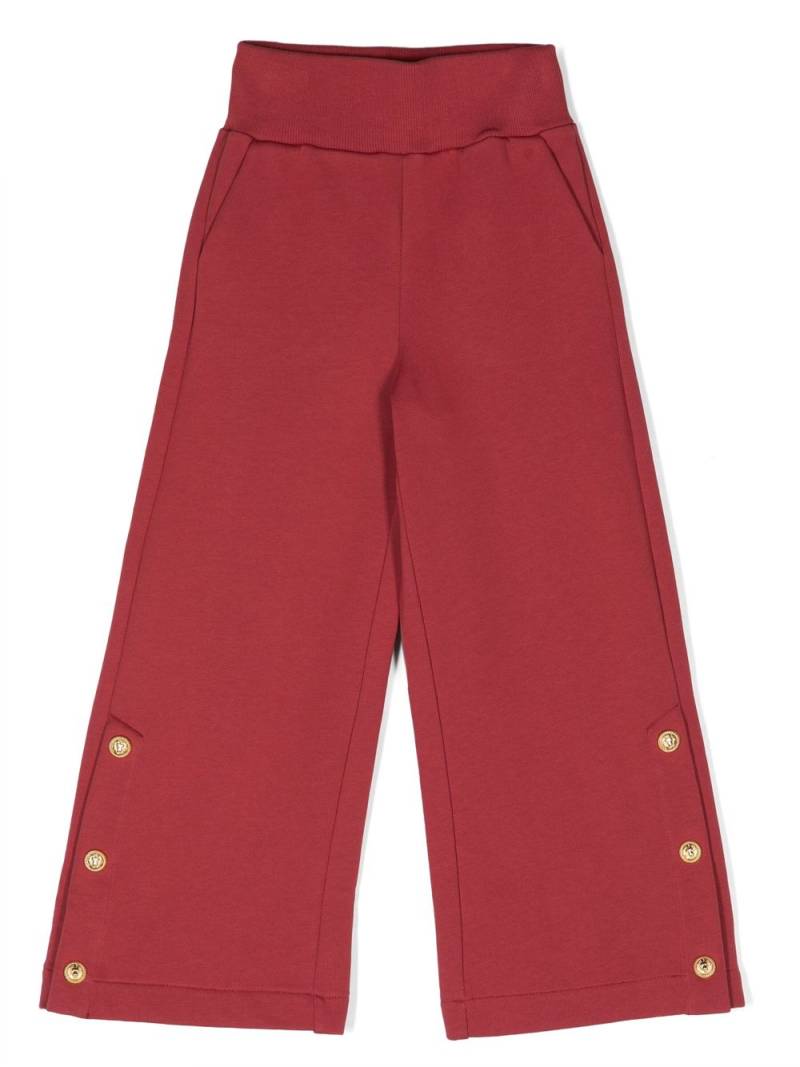 Balmain Kids decorative-buttons wide-leg cotton trousers - Red von Balmain Kids