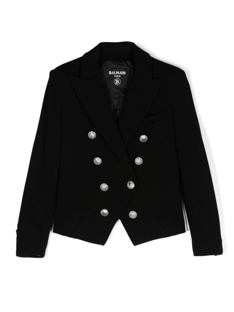 Balmain Kids Coin-engraved double-breasted blazer - Black von Balmain Kids