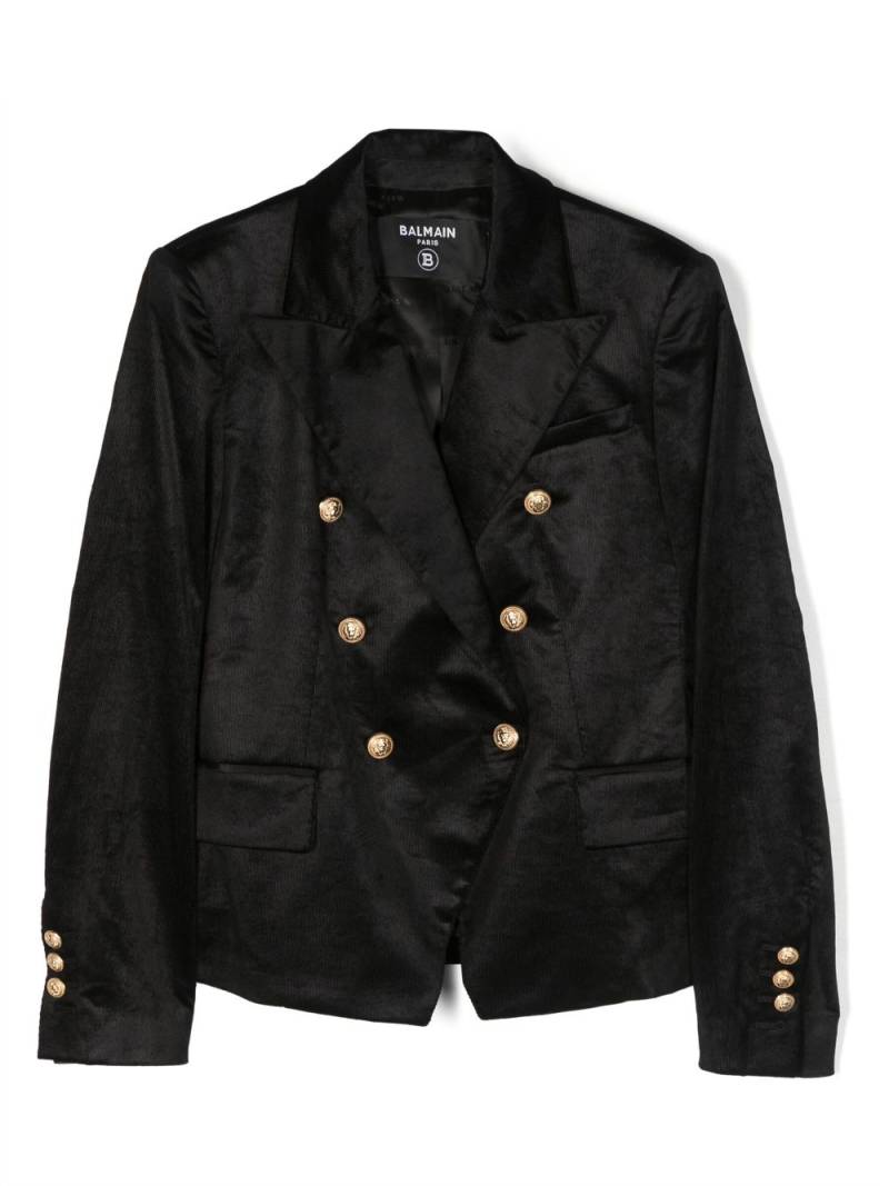 Balmain Kids double-breasted corduroy blazer - Black von Balmain Kids