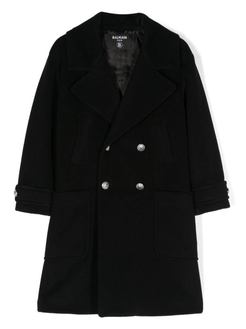 Balmain Kids double-breasted felted coat - Black von Balmain Kids