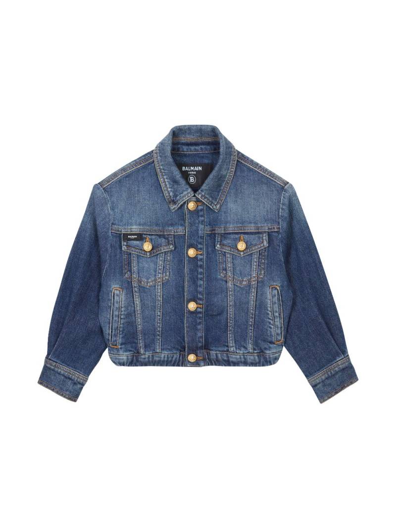 Balmain Kids embossed-button cropped jacket - Blue von Balmain Kids