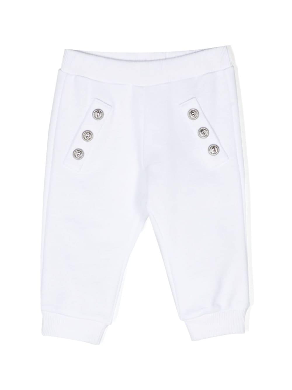 Balmain Kids embossed-buttons cotton track pants - White von Balmain Kids