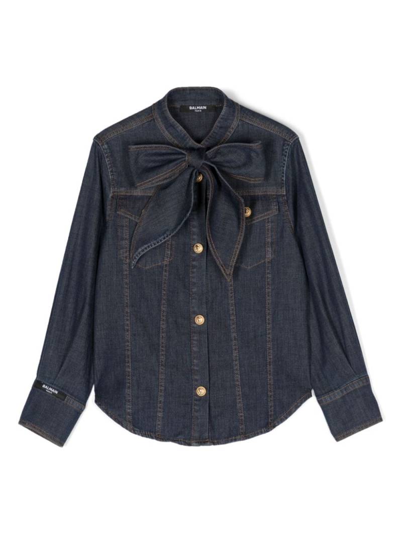 Balmain Kids embossed-buttons denim shirt - Blue von Balmain Kids