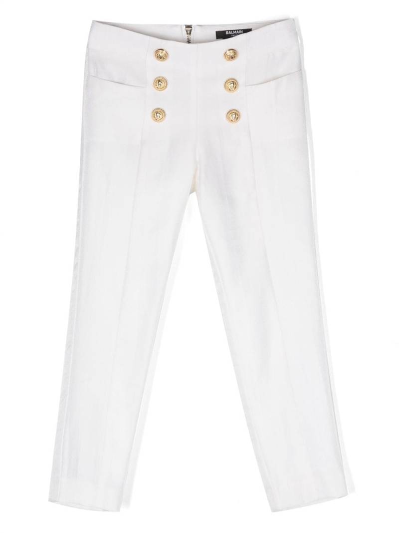 Balmain Kids embossed-buttons trousers - White von Balmain Kids