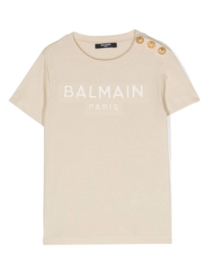 Balmain Kids logo-embroidered T-shirt - Neutrals von Balmain Kids