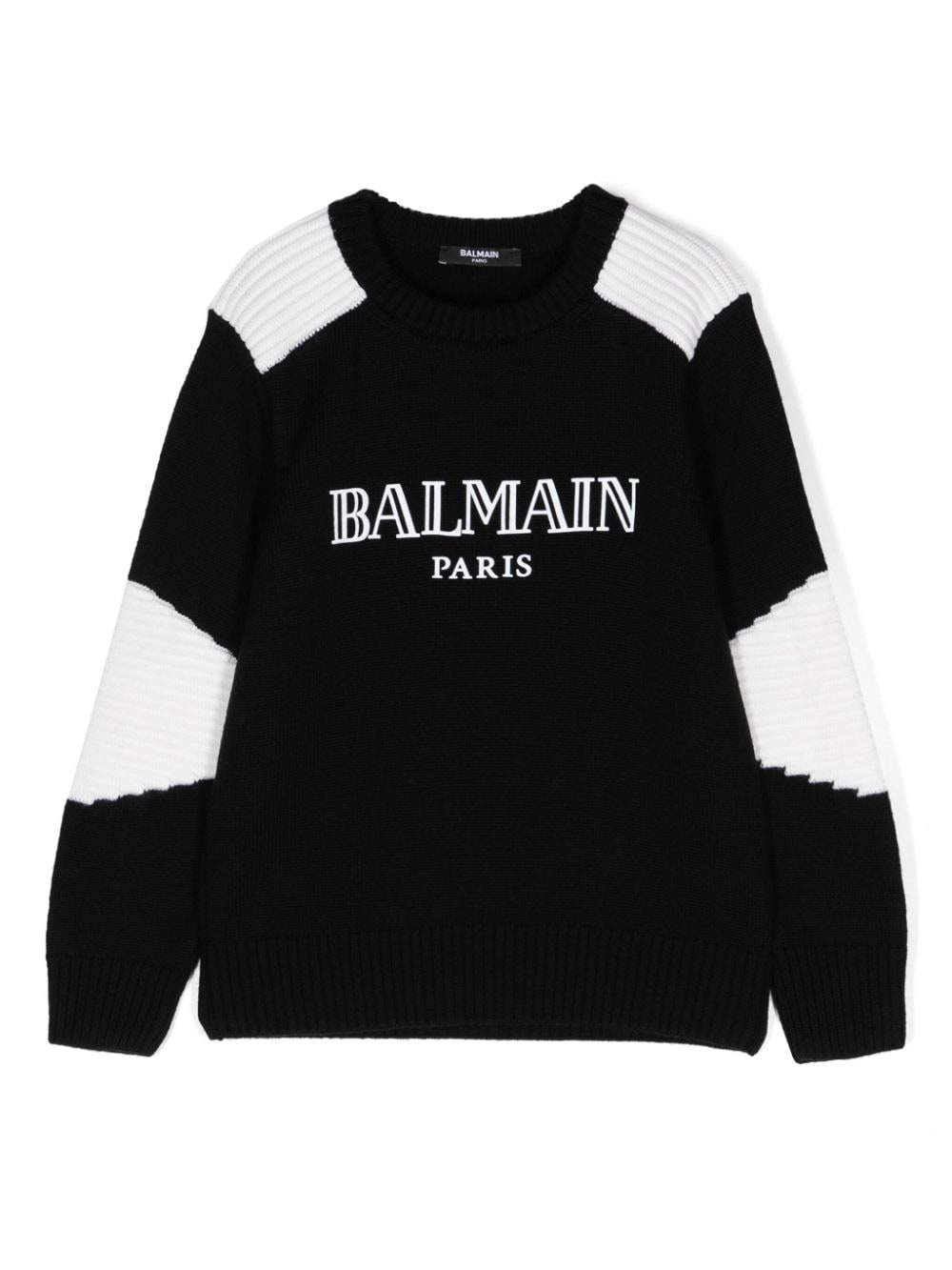 Balmain Kids flocked-logo cotton jumper - Black von Balmain Kids