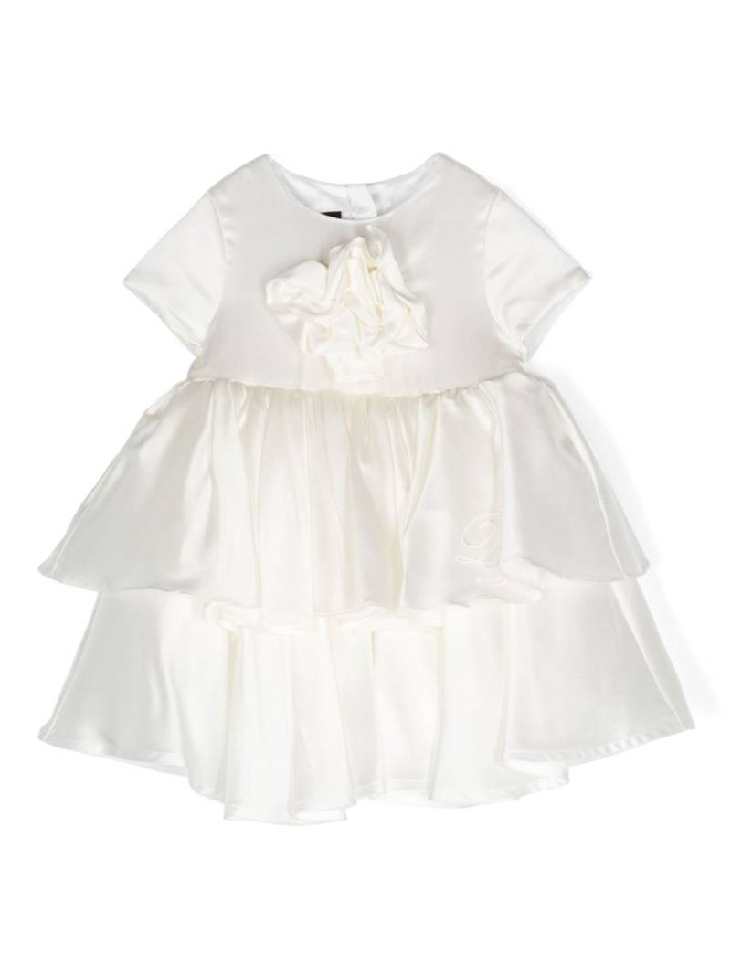 Balmain Kids floral-appliqué satin dress - Neutrals von Balmain Kids