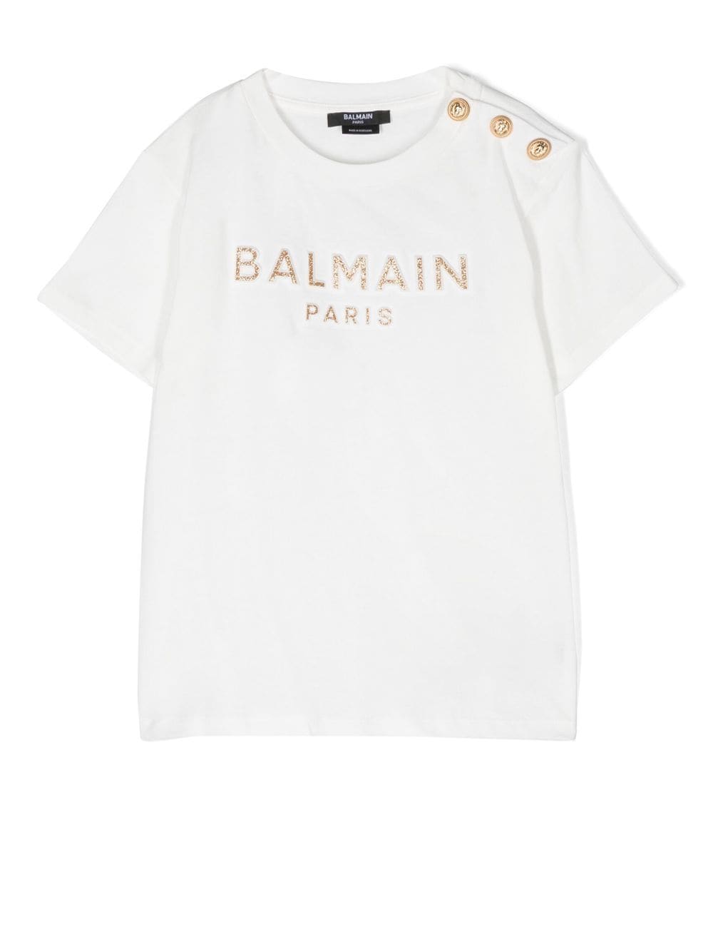 Balmain Kids glitter-logo lion-stud T-shirt - White von Balmain Kids