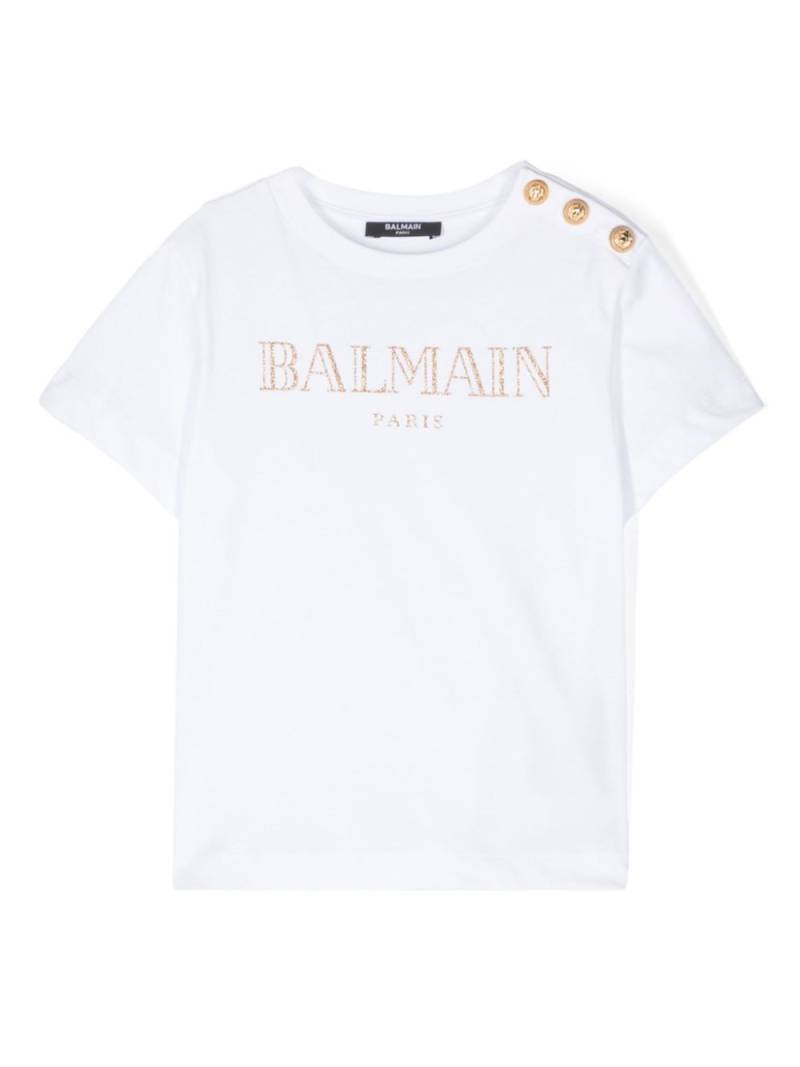 Balmain Kids glittered-logo T-shirt - White von Balmain Kids