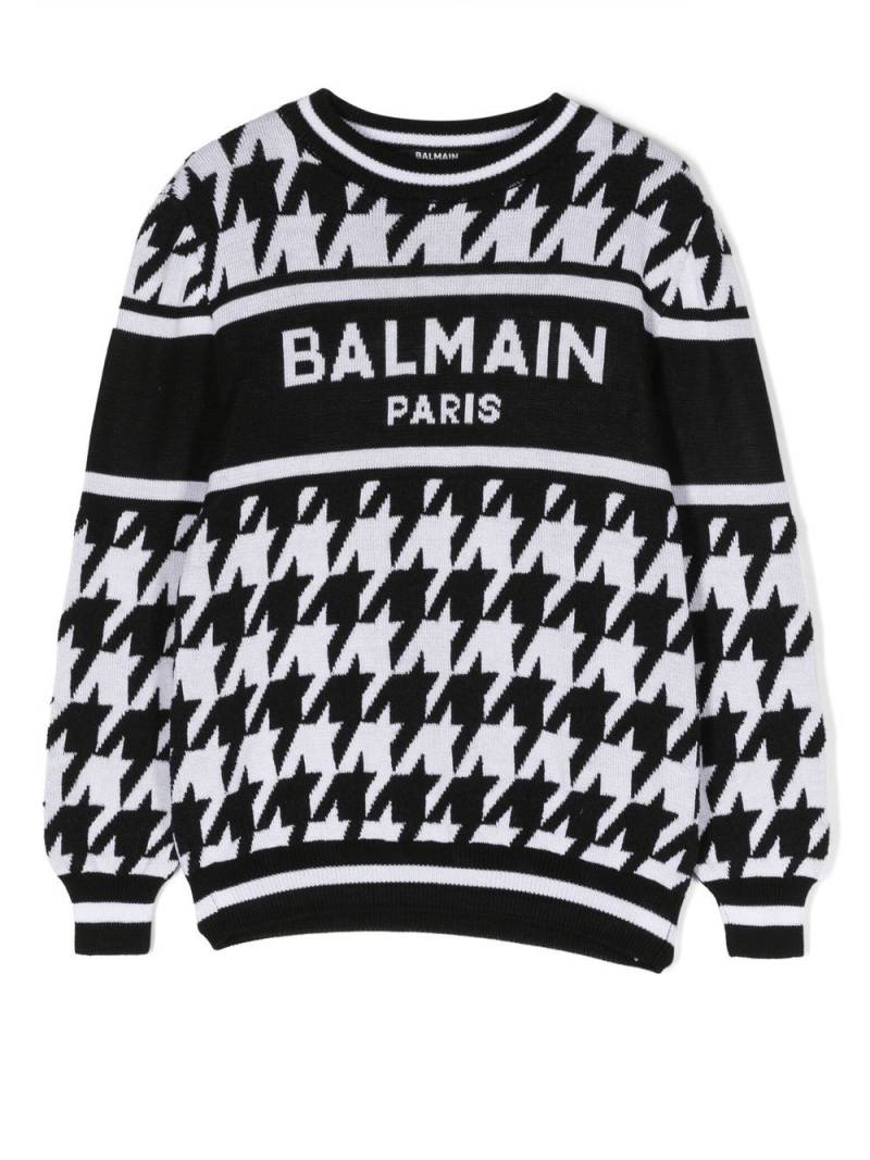 Balmain Kids intarsia-knit crew-neck jumper - Black von Balmain Kids