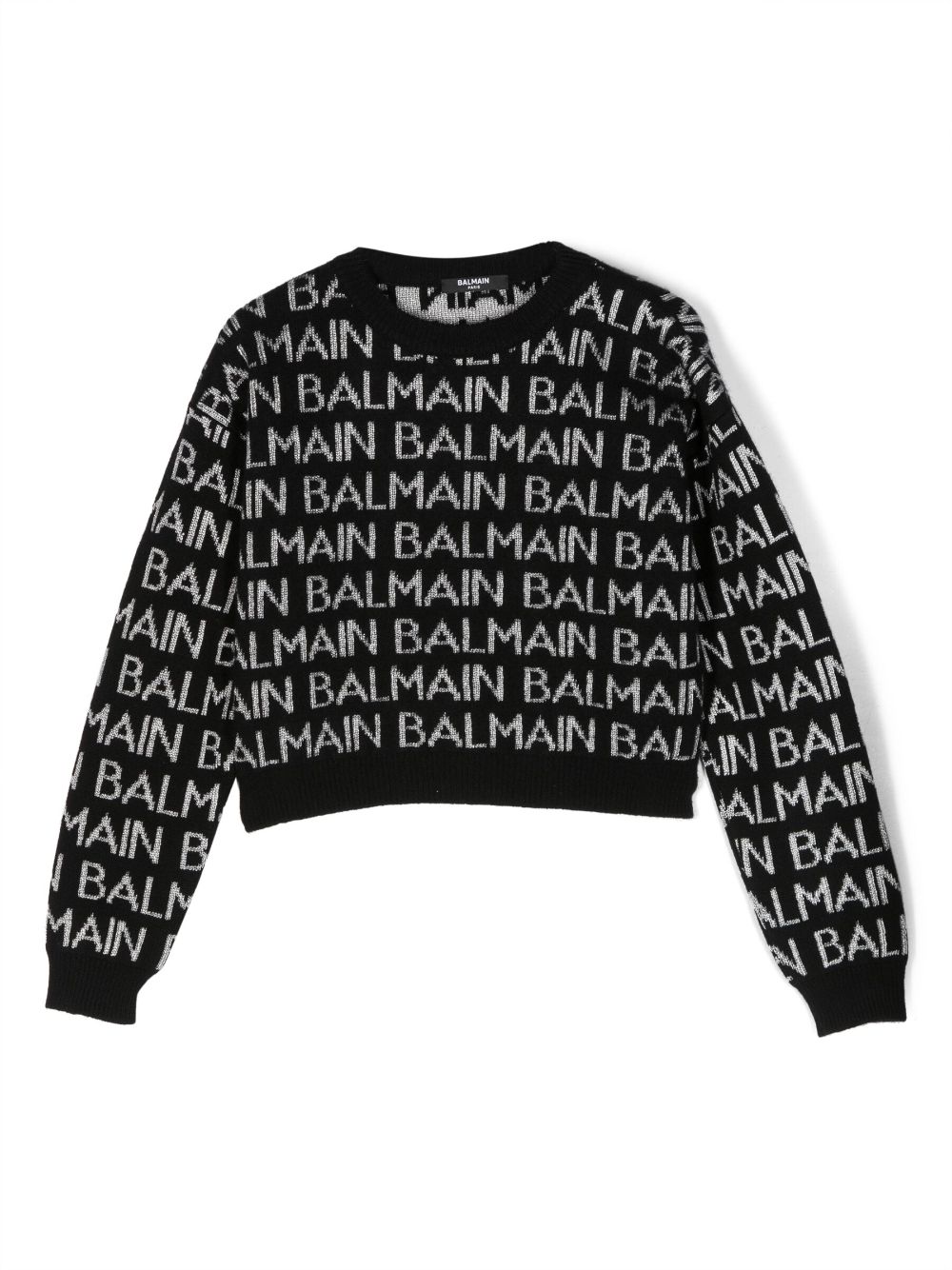 Balmain Kids intarsia-knit logo jumper - Black von Balmain Kids