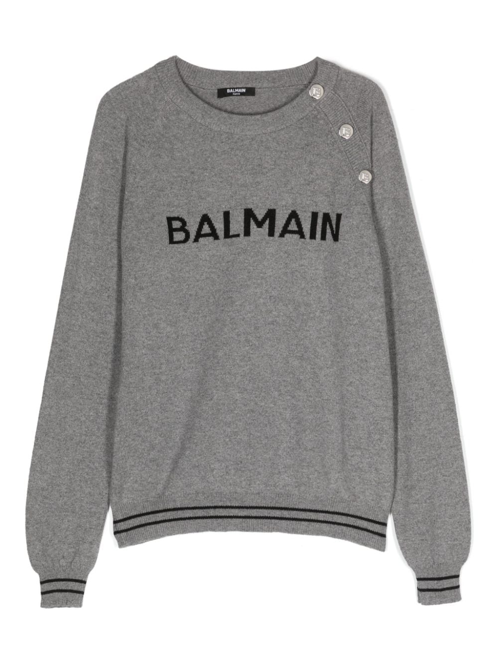 Balmain Kids intarsia-knit logo jumper - Grey von Balmain Kids