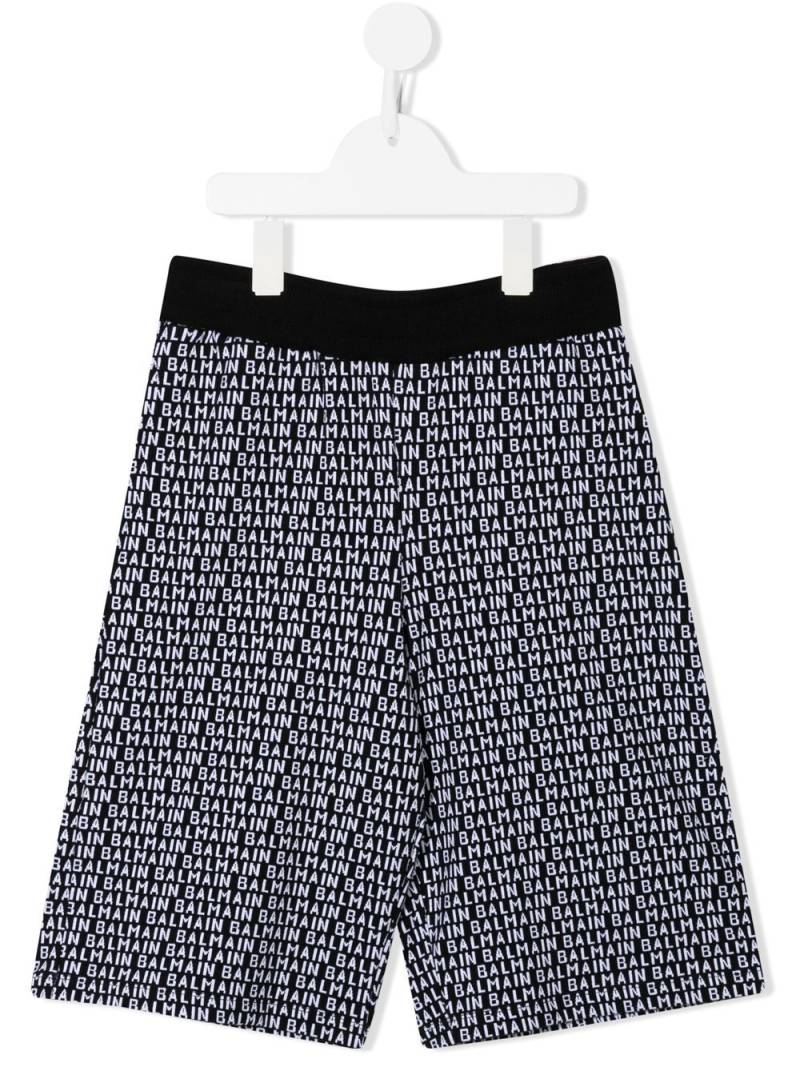 Balmain Kids intarsia-knit logo shorts - Black von Balmain Kids