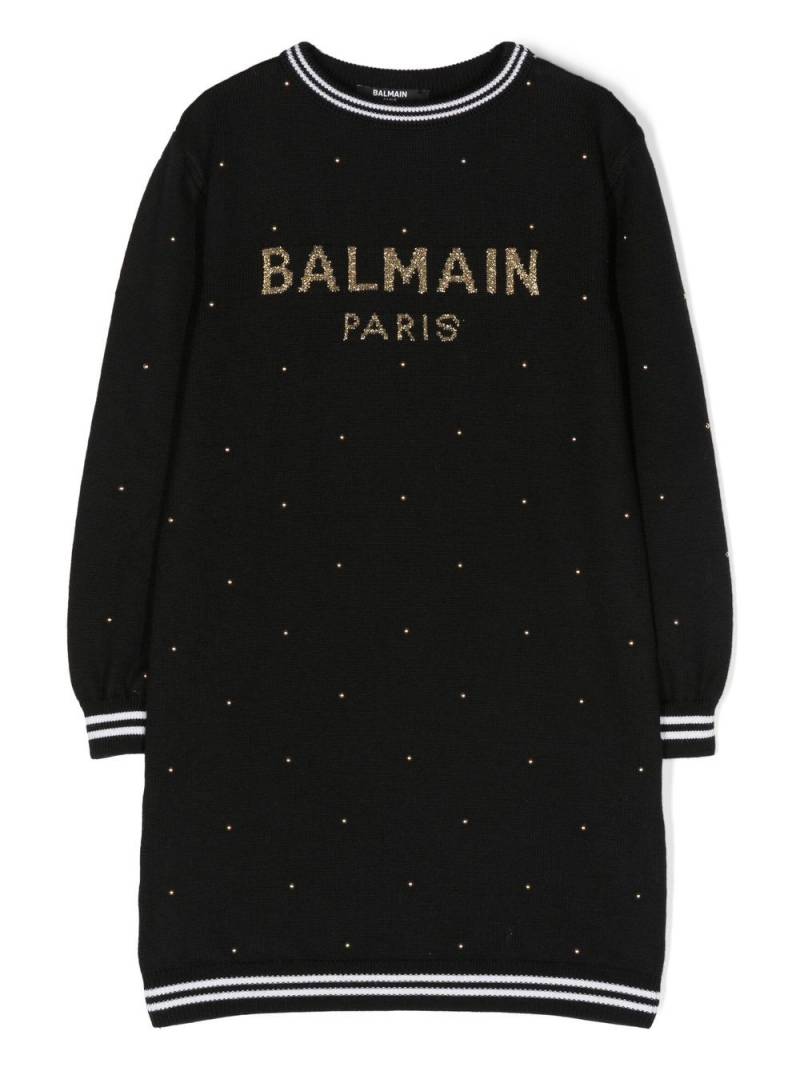 Balmain Kids intarsia-logo knitted dress - Black von Balmain Kids