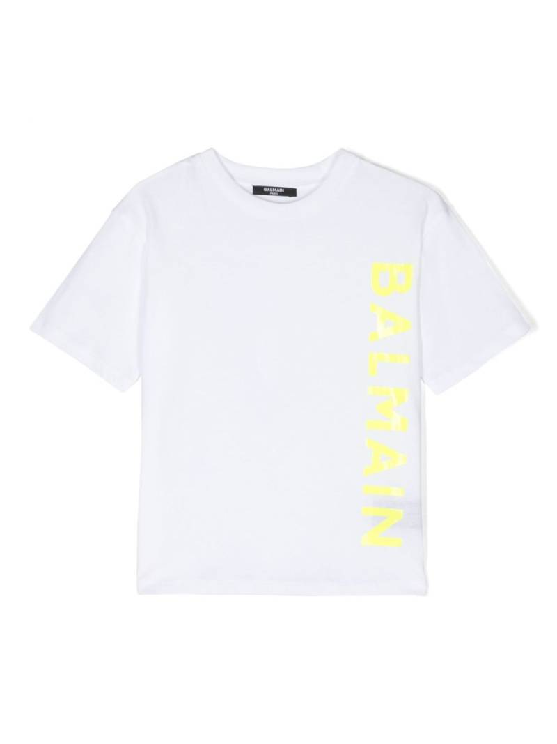 Balmain Kids logo-stamp cotton T-shirt - White von Balmain Kids