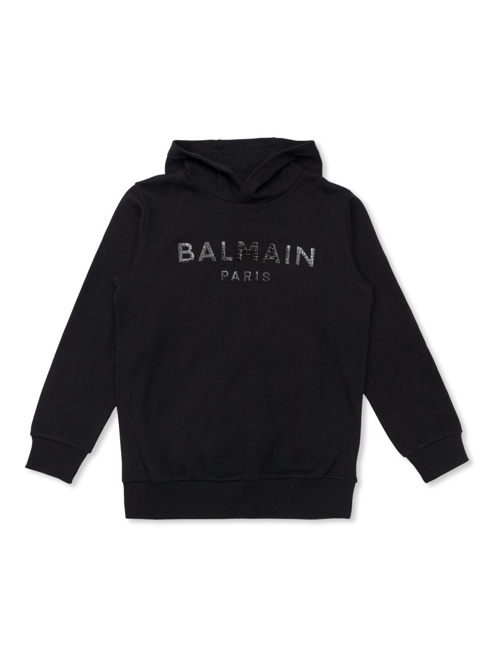 Balmain Kids logo-appliqué cotton hoodie - Black von Balmain Kids