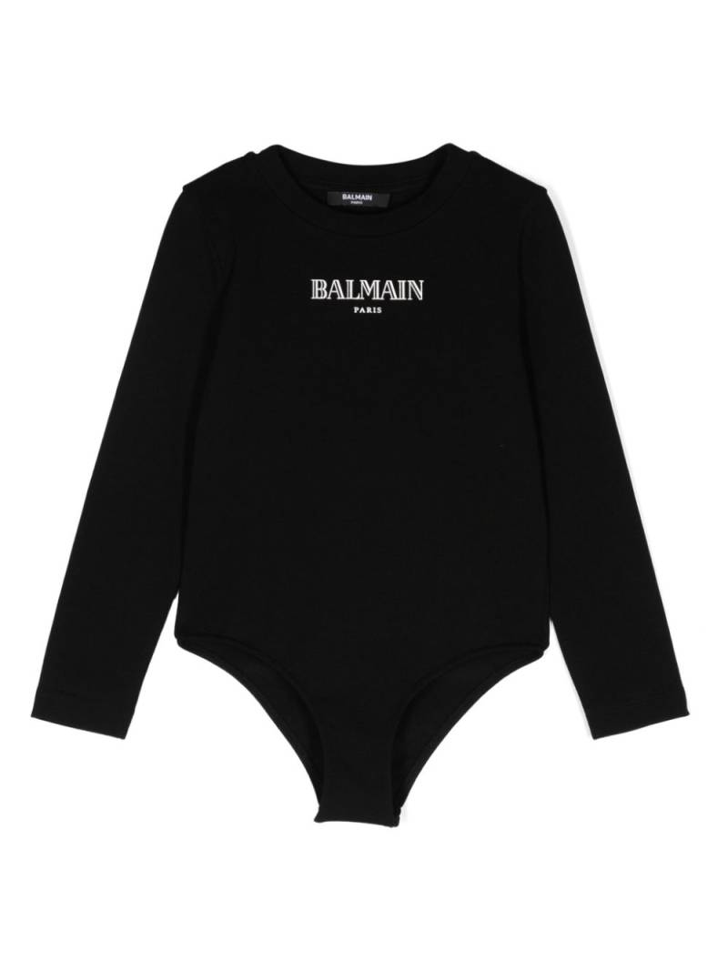 Balmain Kids logo-appliqué long-sleeve body - Black von Balmain Kids