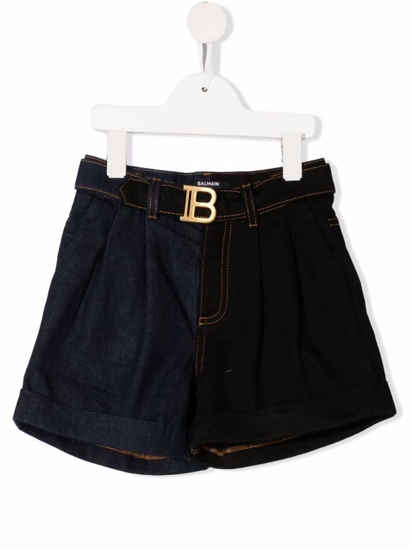 Balmain Kids logo-buckle shorts - Blue von Balmain Kids