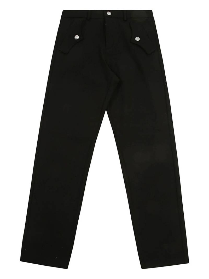 Balmain Kids logo-button straight-leg trousers - Black von Balmain Kids