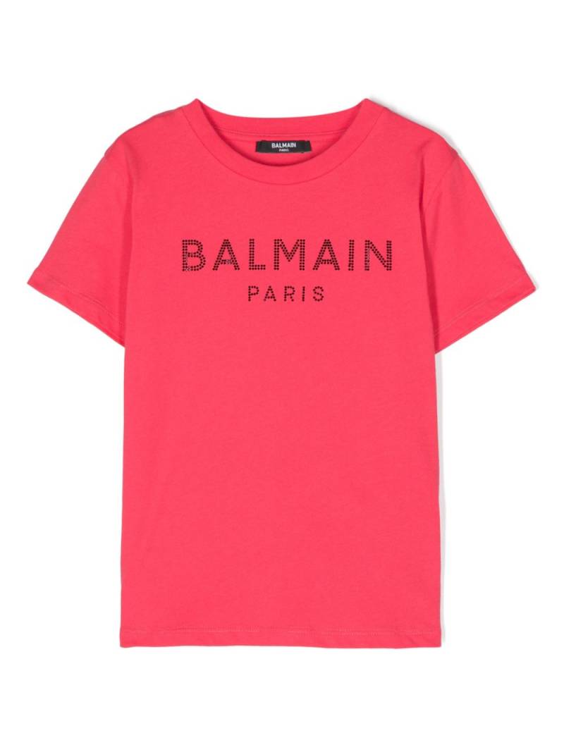 Balmain Kids logo-embellished cotton T-shirt - Pink von Balmain Kids