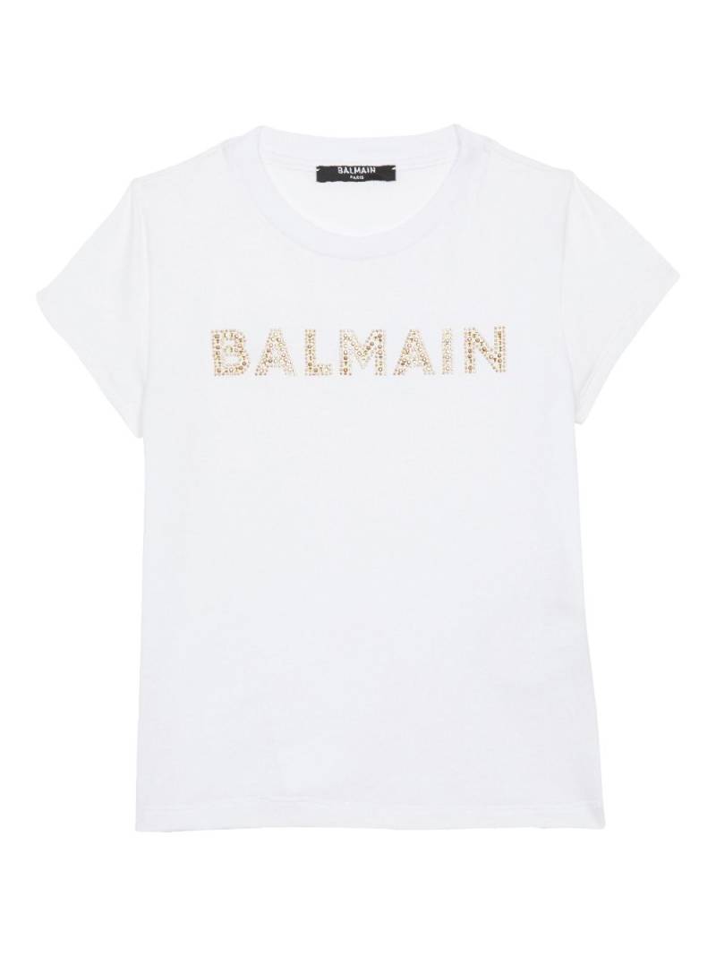 Balmain Kids logo-embellished cotton T-shirt - White von Balmain Kids