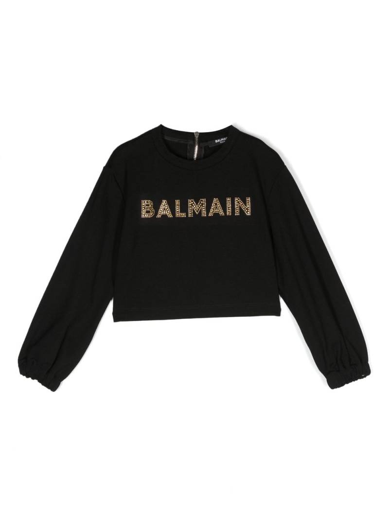 Balmain Kids logo-embellished long-sleeved T-shirt - Black von Balmain Kids